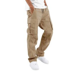 Aeropostale Men Cargo Pants SZ 36R Khaki Cotton Stright Leg Work Casual